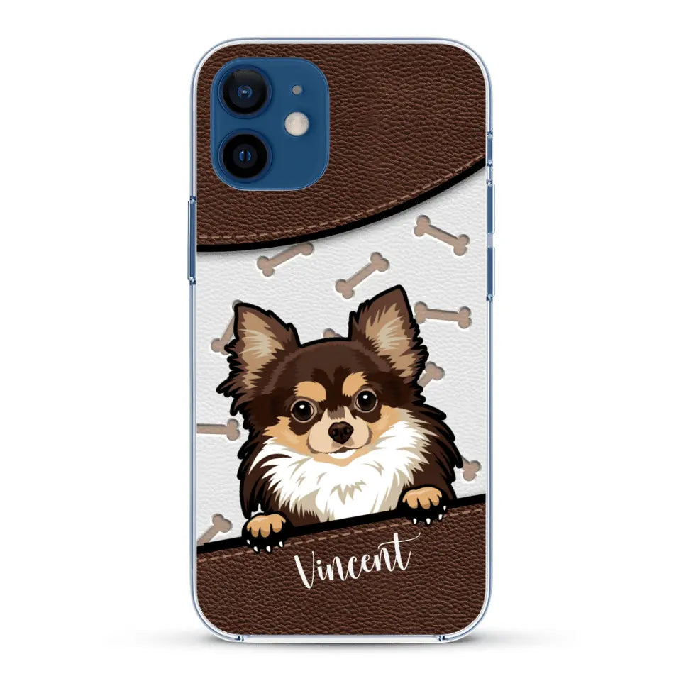 Hond lederen look - Gepersonaliseerd telefoonhoesje