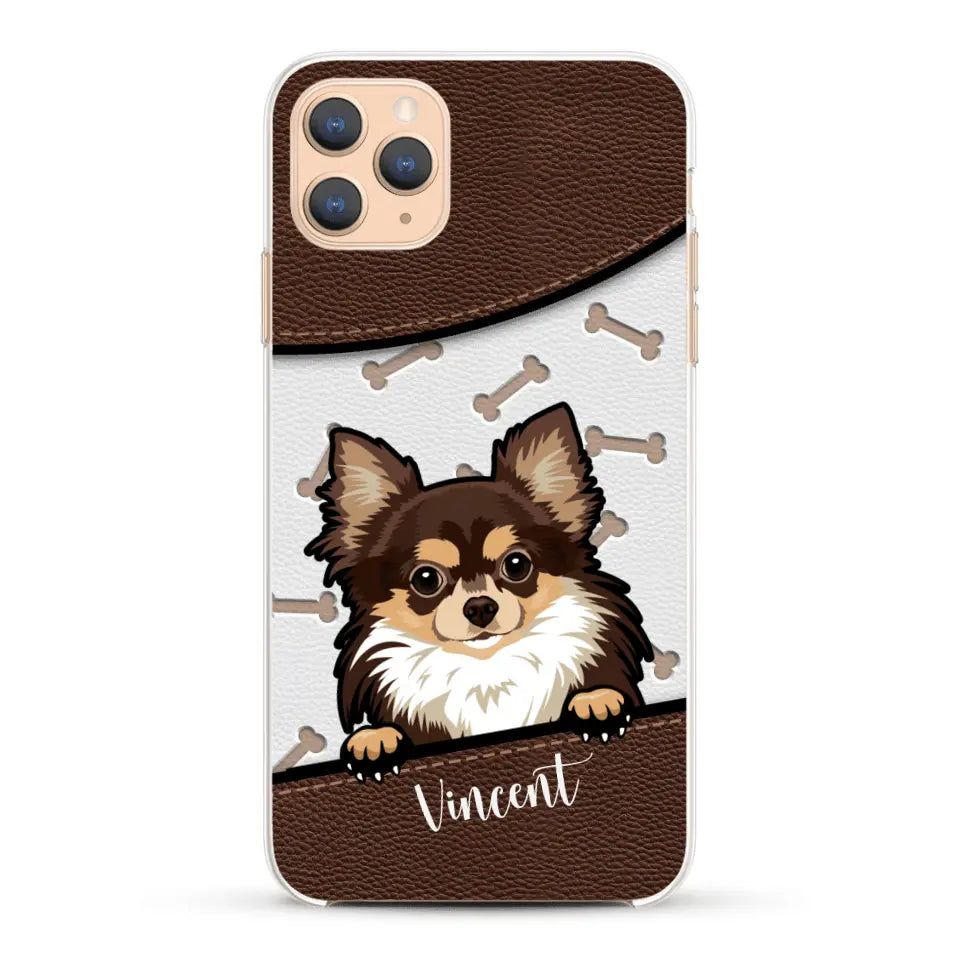 Hond lederen look - Gepersonaliseerd telefoonhoesje