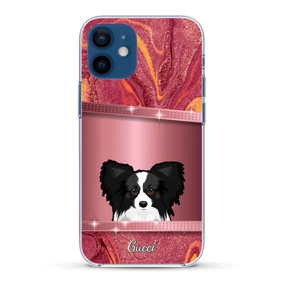 Spionerende Honden glitter - Gepersonaliseerd telefoonhoesje