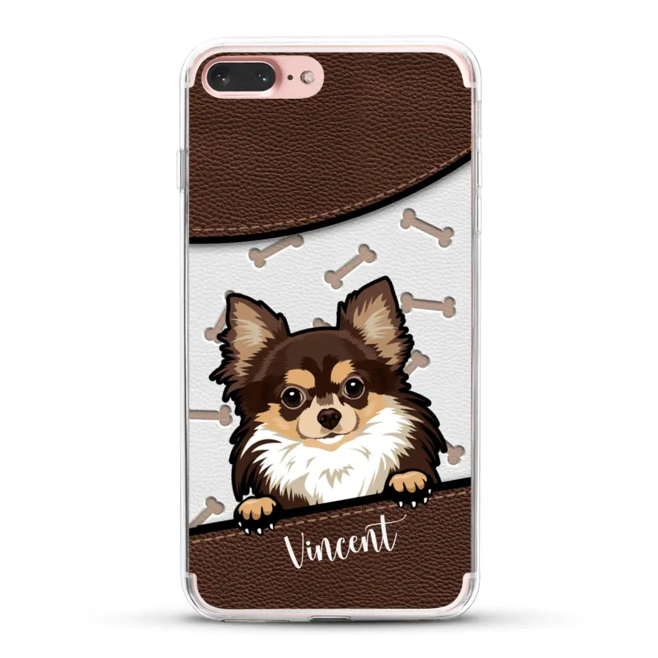 Hond lederen look - Gepersonaliseerd telefoonhoesje