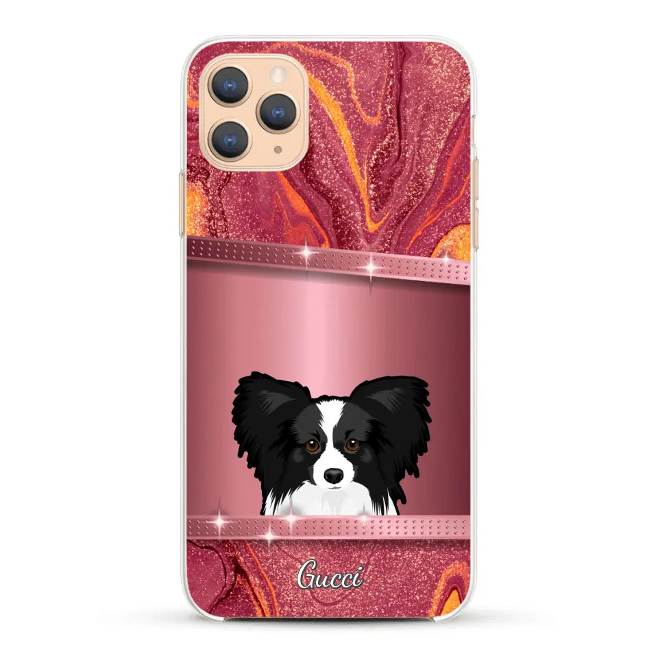 Spionerende Honden glitter - Gepersonaliseerd telefoonhoesje