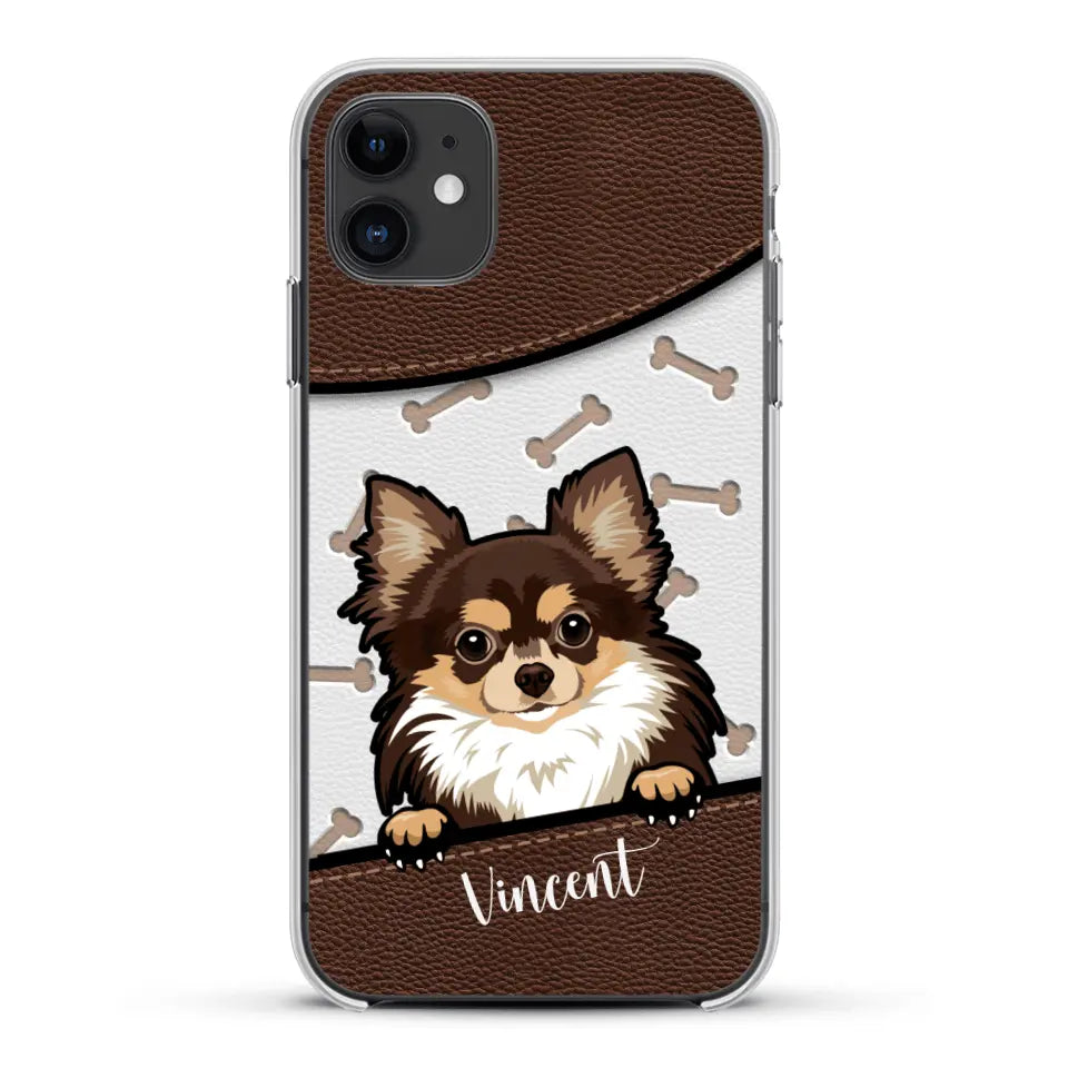 Hond lederen look - Gepersonaliseerd telefoonhoesje