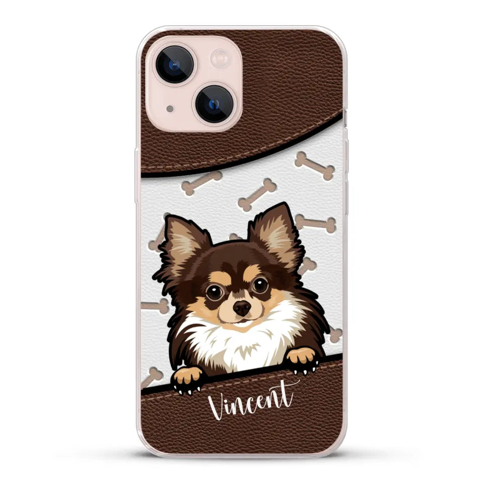 Hond lederen look - Gepersonaliseerd telefoonhoesje