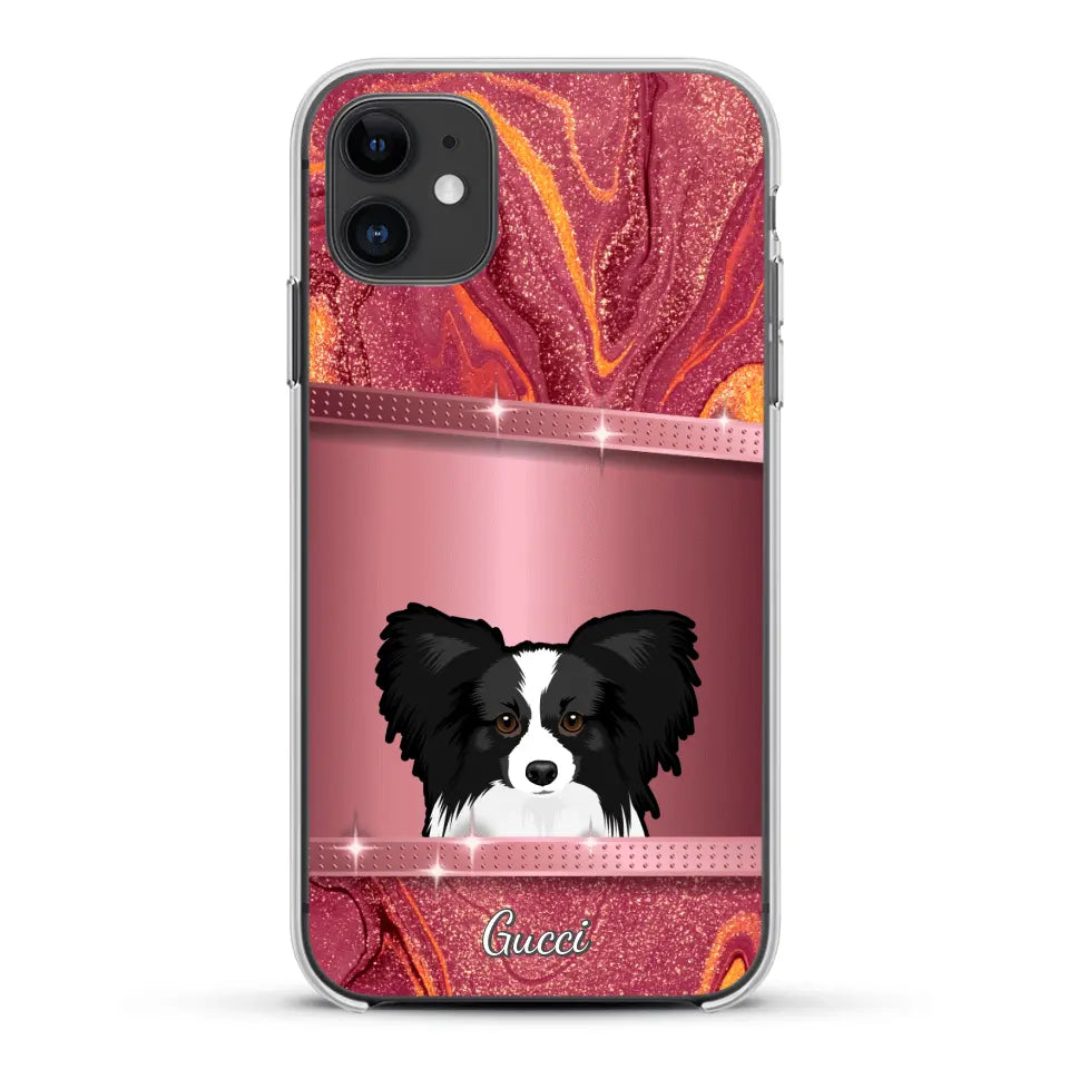 Spionerende Honden glitter - Gepersonaliseerd telefoonhoesje