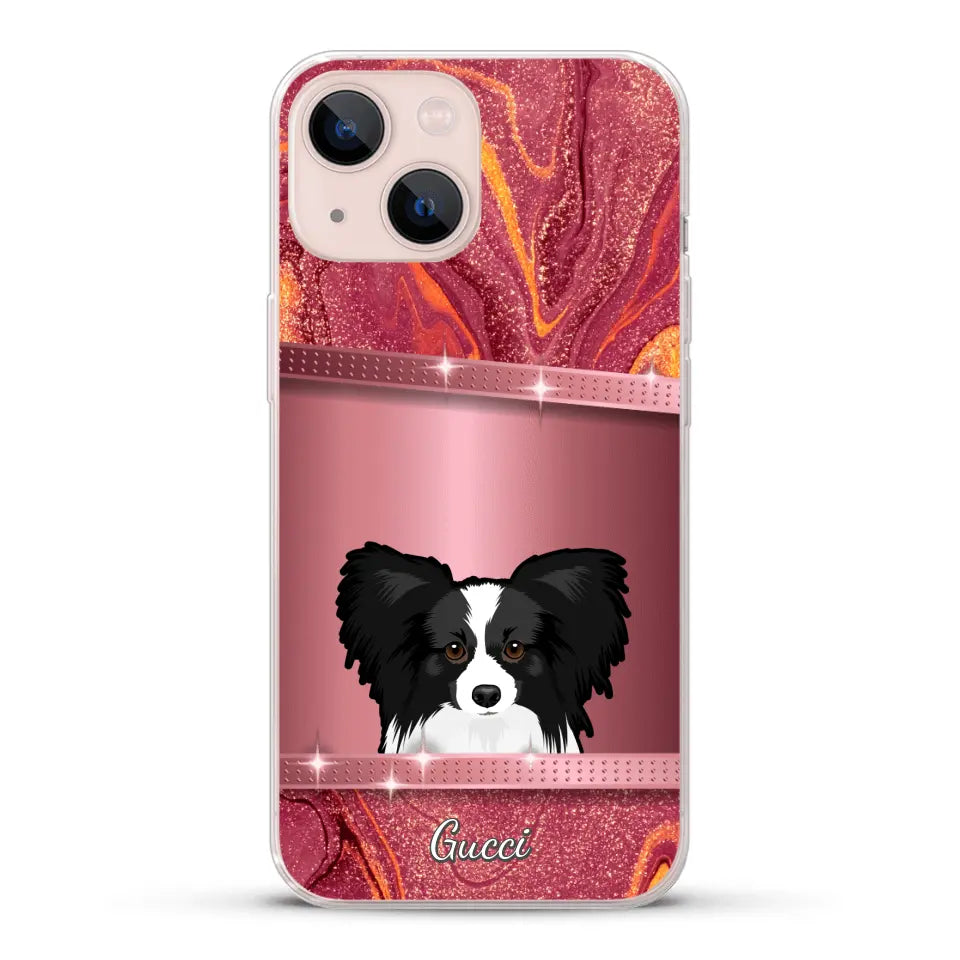 Spionerende Honden glitter - Gepersonaliseerd telefoonhoesje