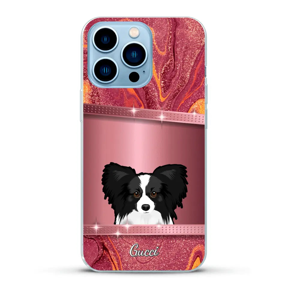 Spionerende Honden glitter - Gepersonaliseerd telefoonhoesje