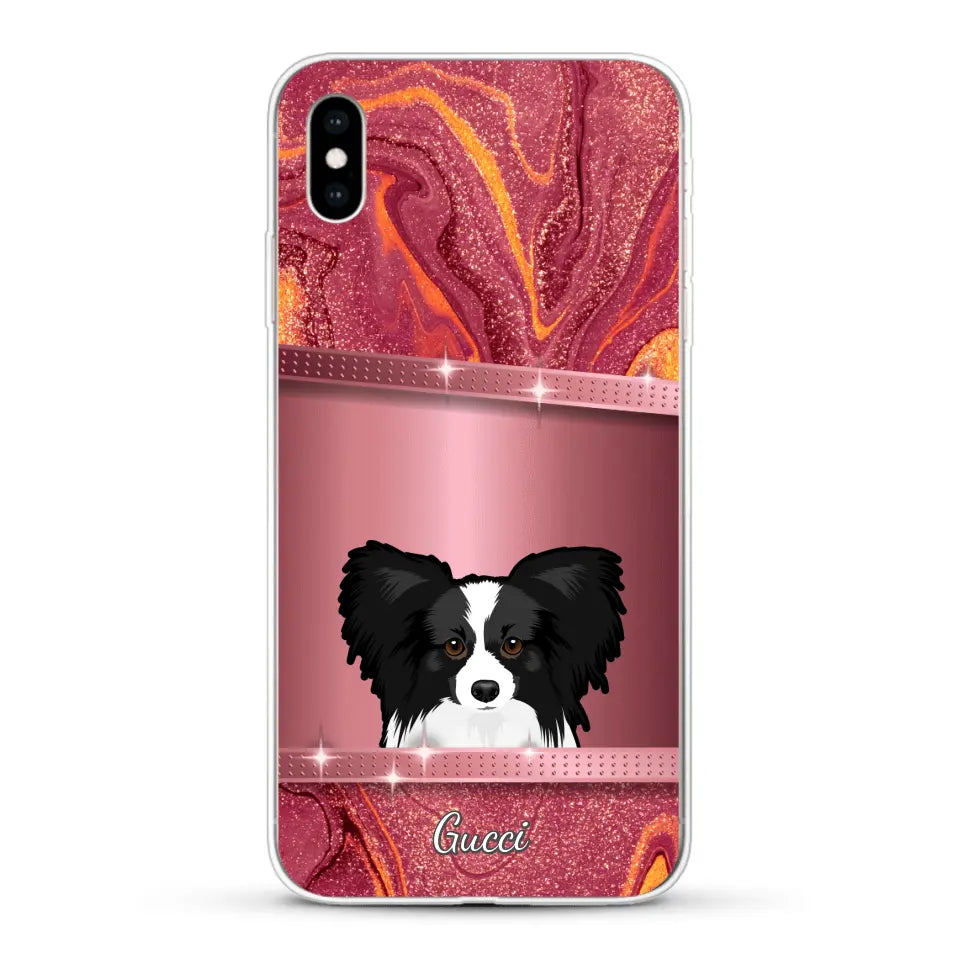 Spionerende Honden glitter - Gepersonaliseerd telefoonhoesje