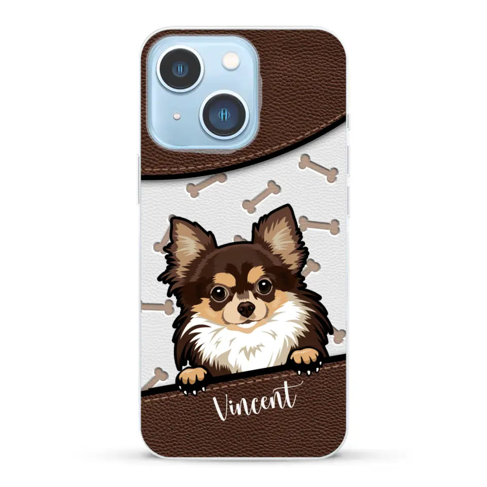 Hond lederen look - Gepersonaliseerd telefoonhoesje