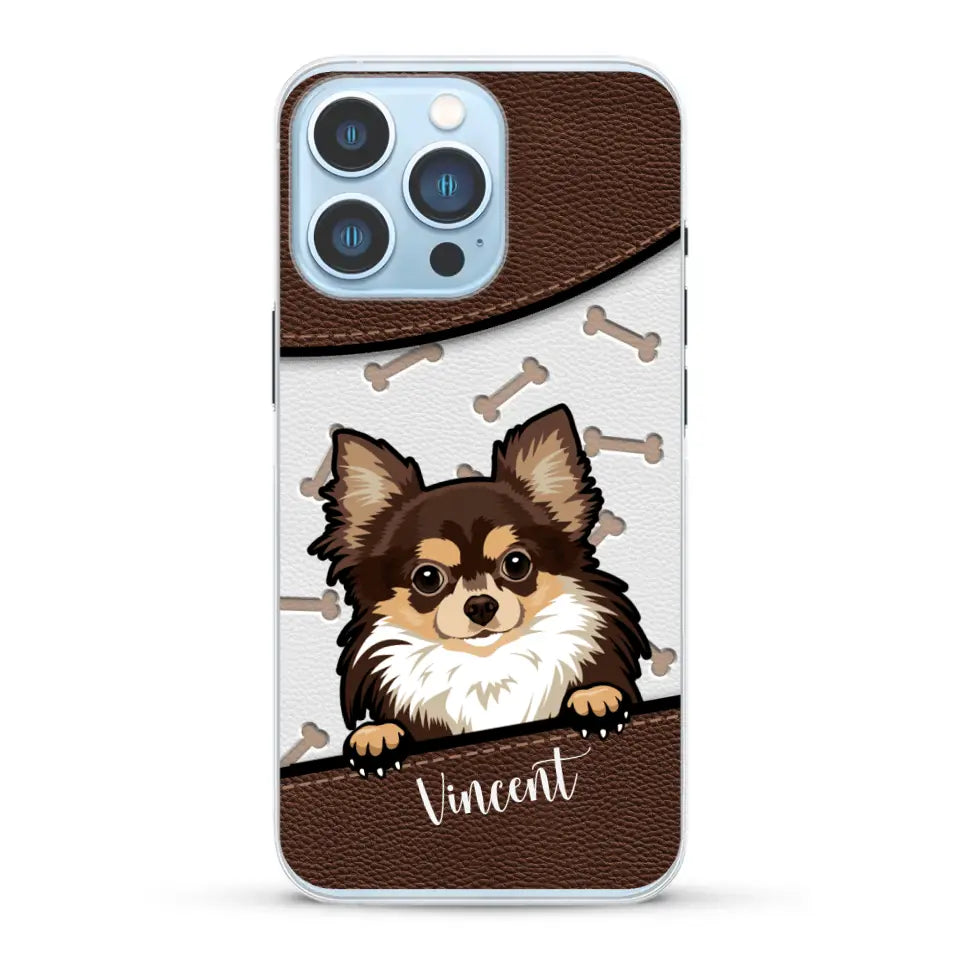 Hond lederen look - Gepersonaliseerd telefoonhoesje