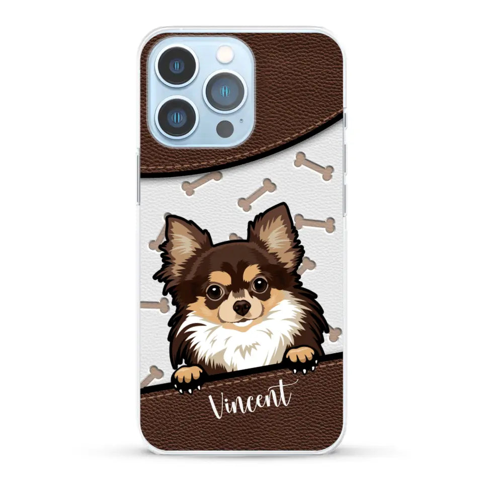 Hond lederen look - Gepersonaliseerd telefoonhoesje