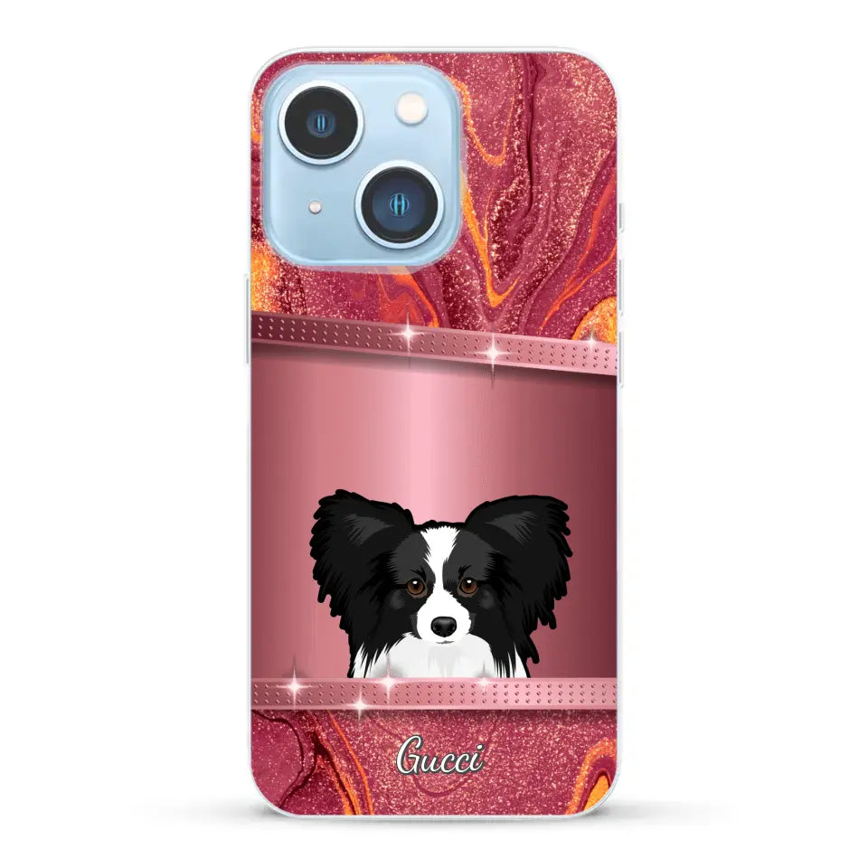 Spionerende Honden glitter - Gepersonaliseerd telefoonhoesje