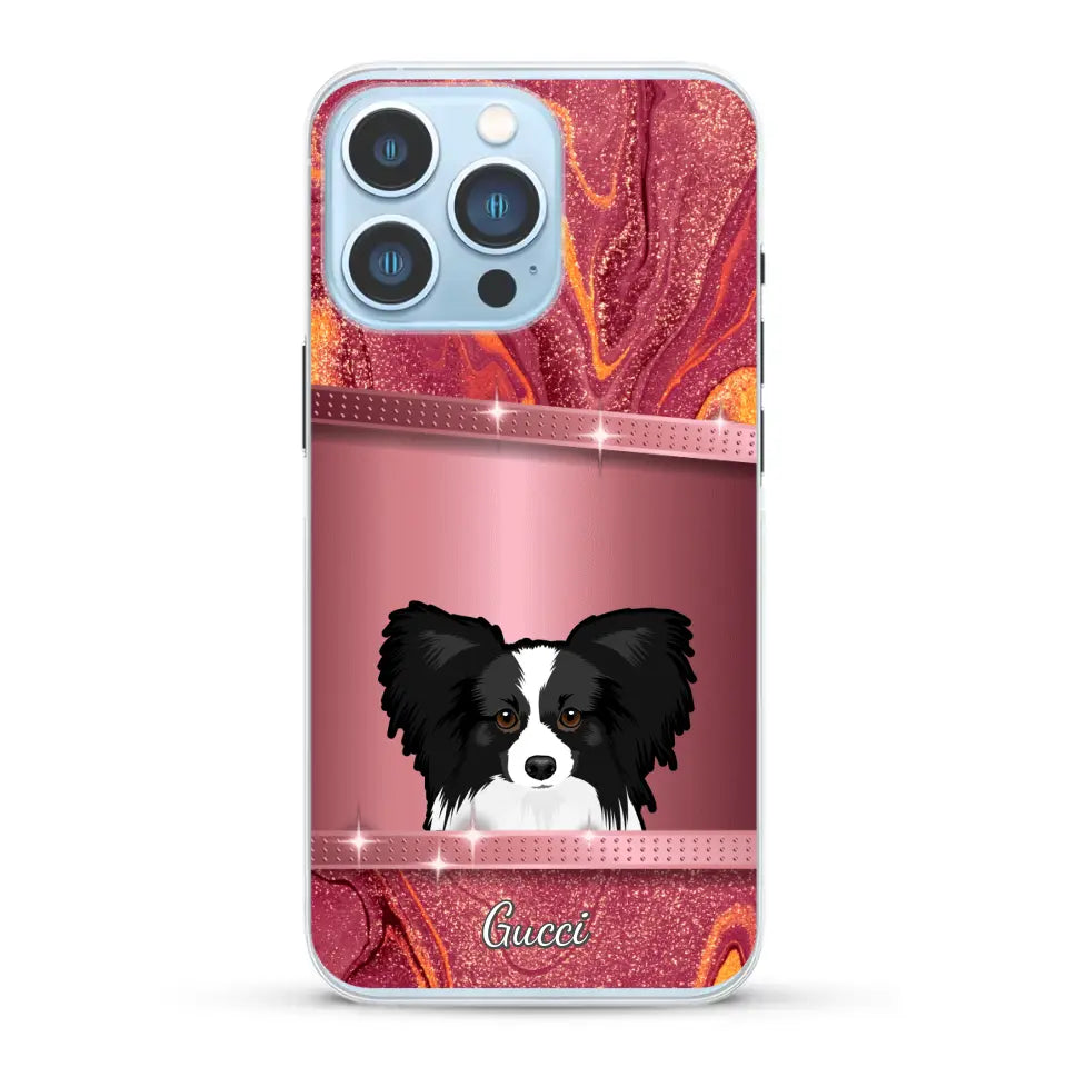 Spionerende Honden glitter - Gepersonaliseerd telefoonhoesje