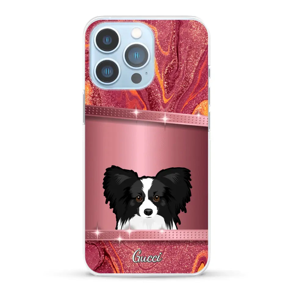 Spionerende Honden glitter - Gepersonaliseerd telefoonhoesje