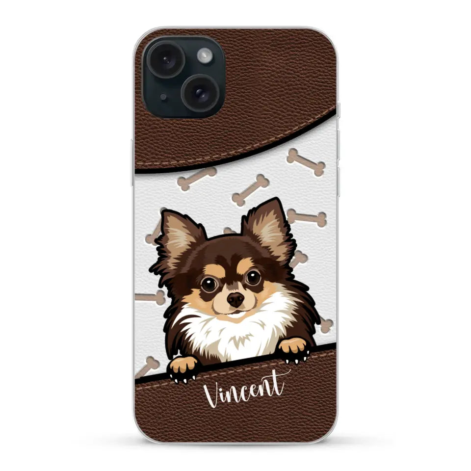 Hond lederen look - Gepersonaliseerd telefoonhoesje