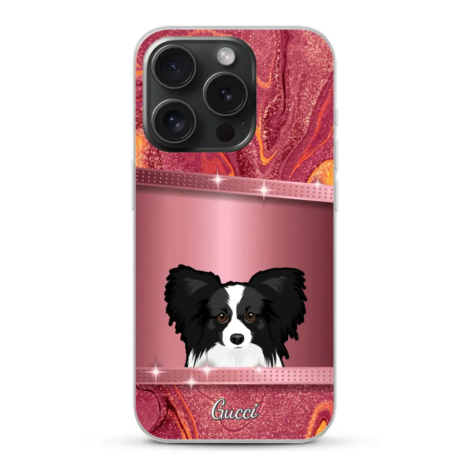 Spionerende Honden glitter - Gepersonaliseerd telefoonhoesje