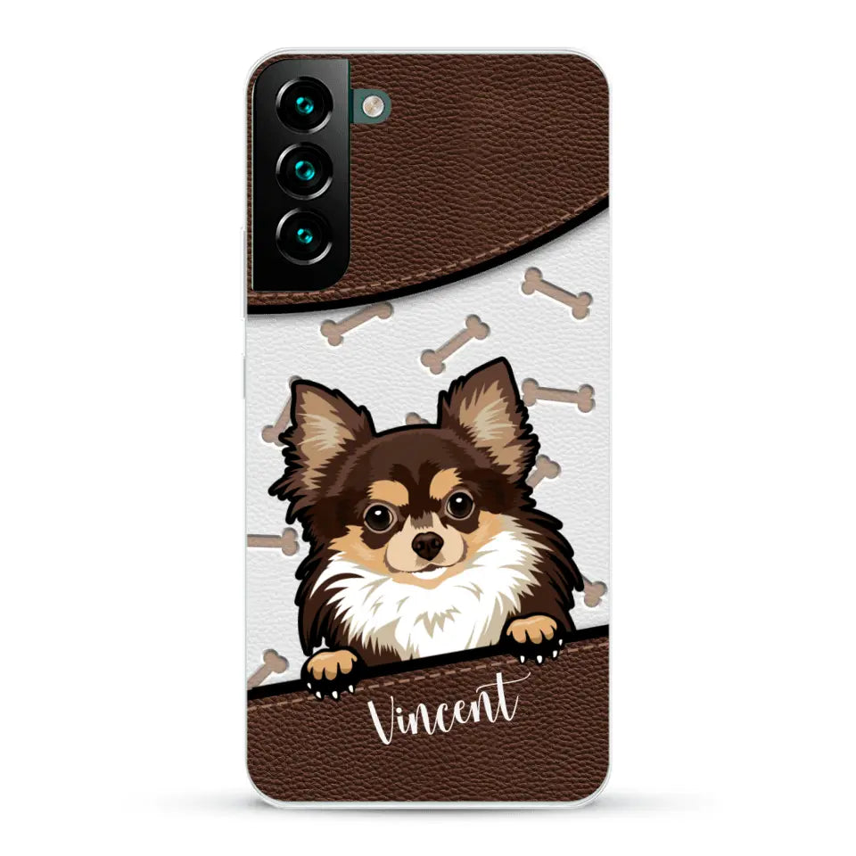 Hond lederen look - Gepersonaliseerd telefoonhoesje