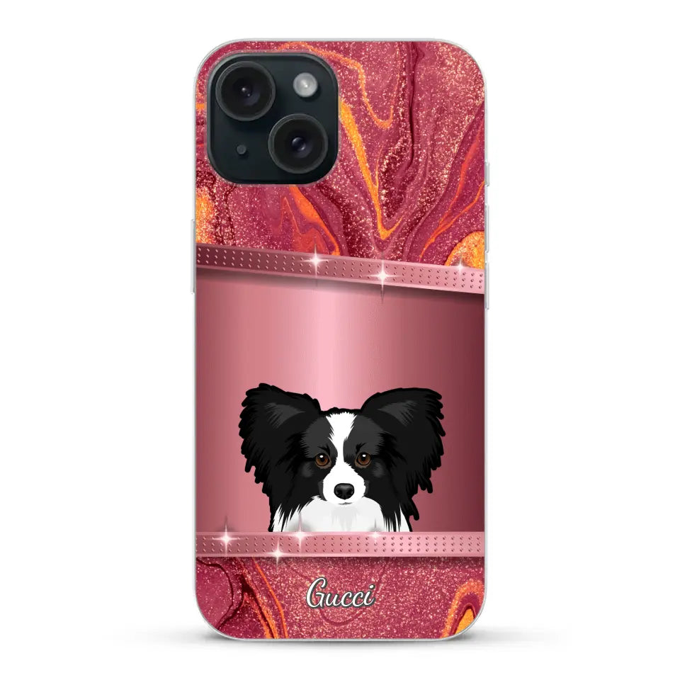 Spionerende Honden glitter - Gepersonaliseerd telefoonhoesje