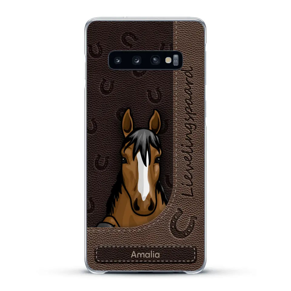 Spionerende paarden Leather Look - Gepersonaliseerd telefoonhoesje