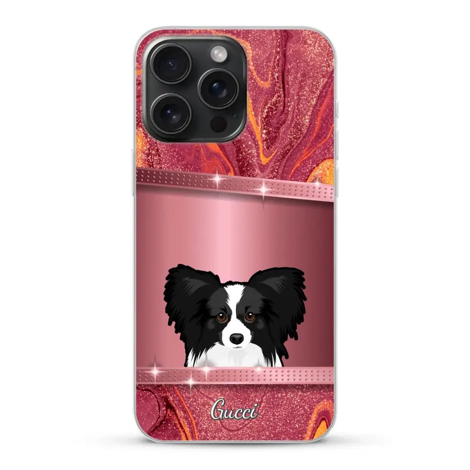 Spionerende Honden glitter - Gepersonaliseerd telefoonhoesje