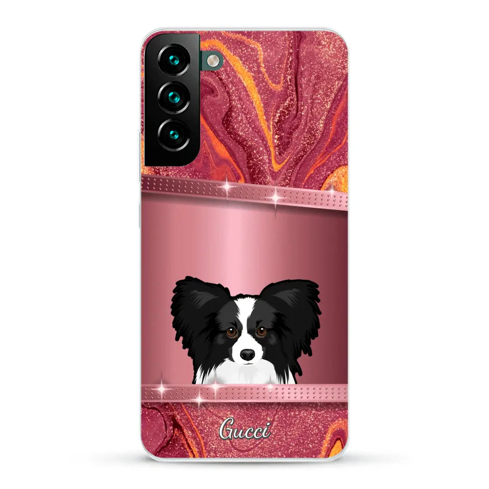 Spionerende Honden glitter - Gepersonaliseerd telefoonhoesje