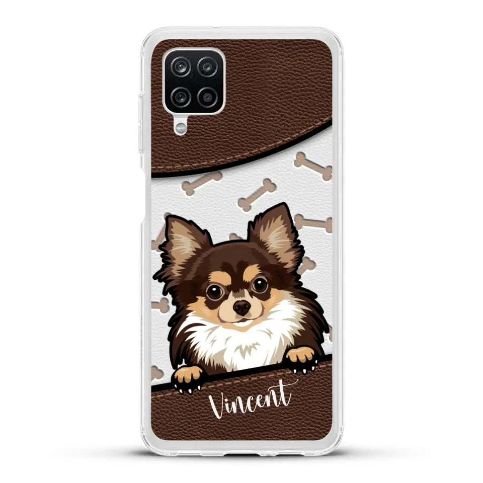 Hond lederen look - Gepersonaliseerd telefoonhoesje