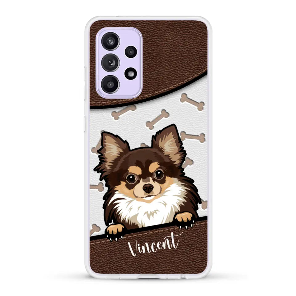 Hond lederen look - Gepersonaliseerd telefoonhoesje