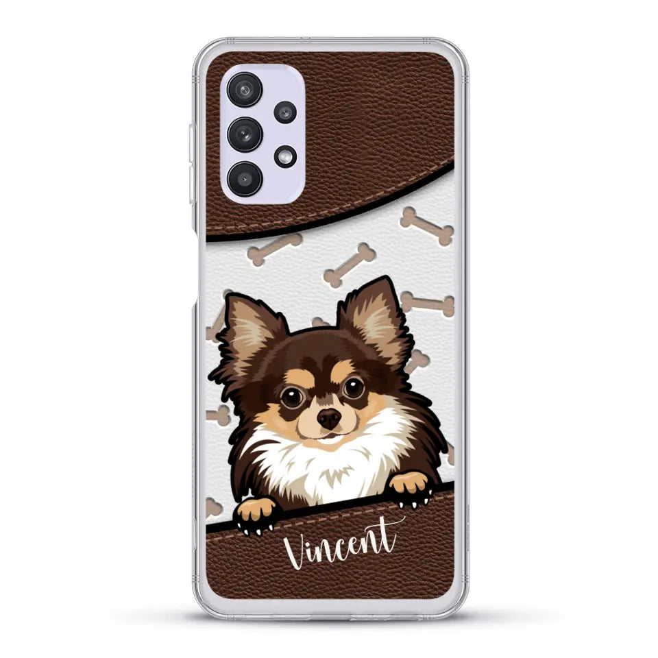 Hond lederen look - Gepersonaliseerd telefoonhoesje