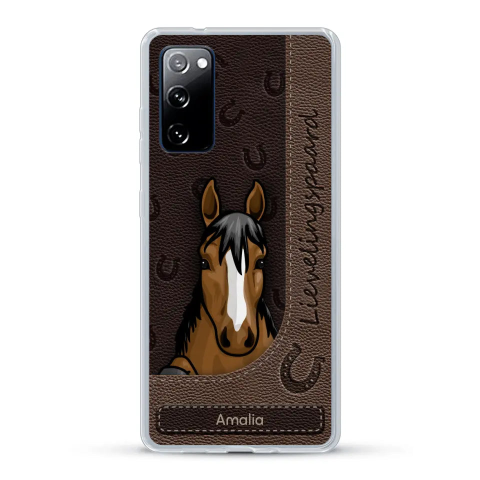 Spionerende paarden Leather Look - Gepersonaliseerd telefoonhoesje