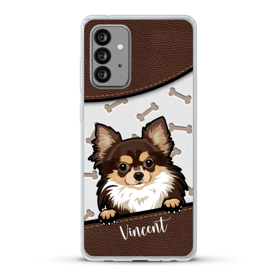 Hond lederen look - Gepersonaliseerd telefoonhoesje