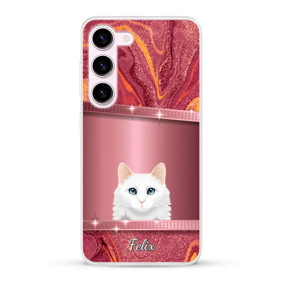 Spionerende katten glitter - Gepersonaliseerd telefoonhoesje