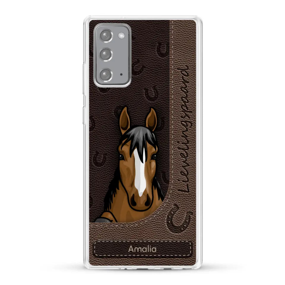 Spionerende paarden Leather Look - Gepersonaliseerd telefoonhoesje