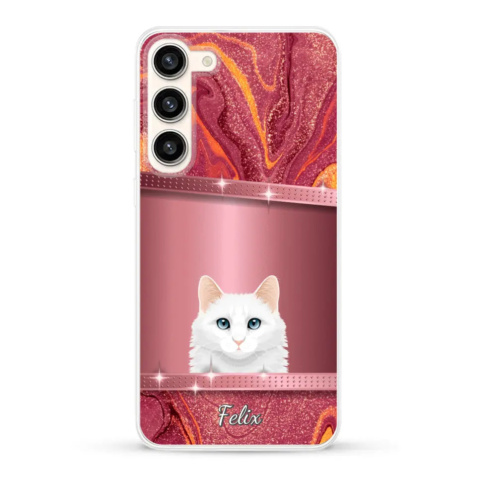 Spionerende katten glitter - Gepersonaliseerd telefoonhoesje