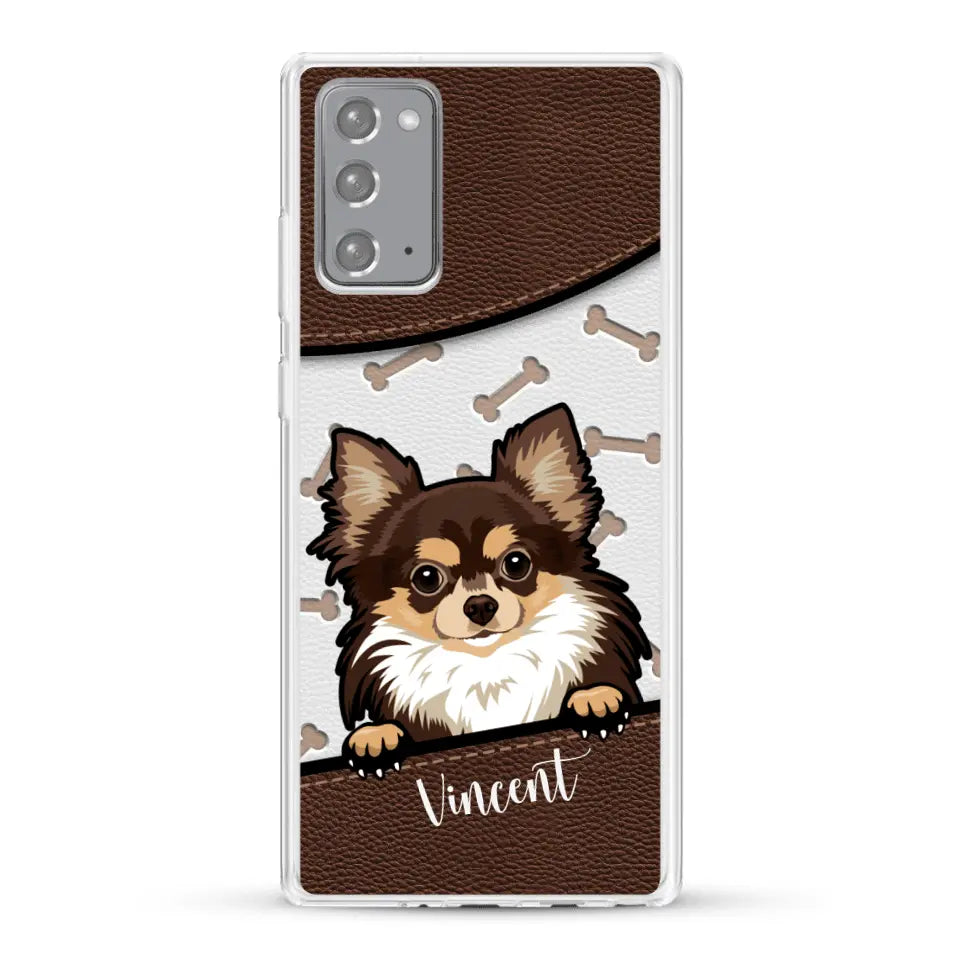 Hond lederen look - Gepersonaliseerd telefoonhoesje