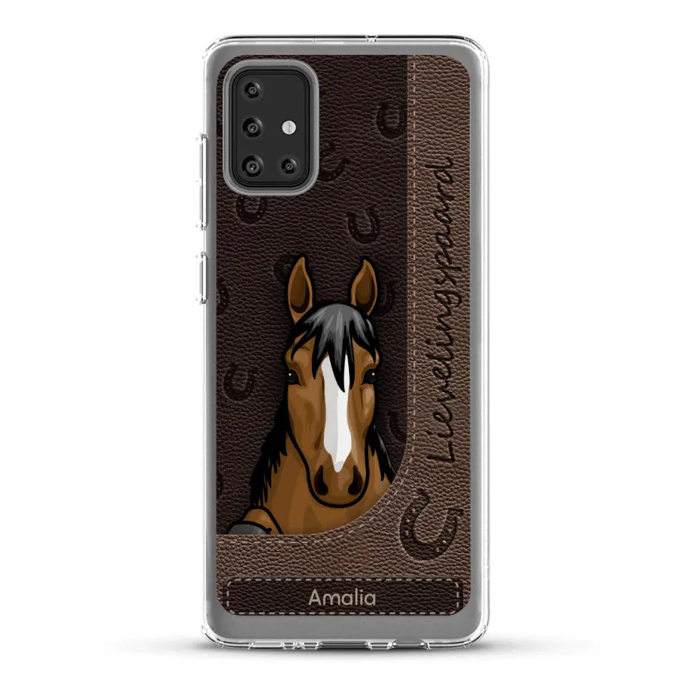 Spionerende paarden Leather Look - Gepersonaliseerd telefoonhoesje