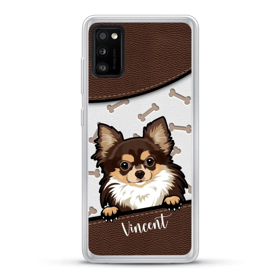 Hond lederen look - Gepersonaliseerd telefoonhoesje