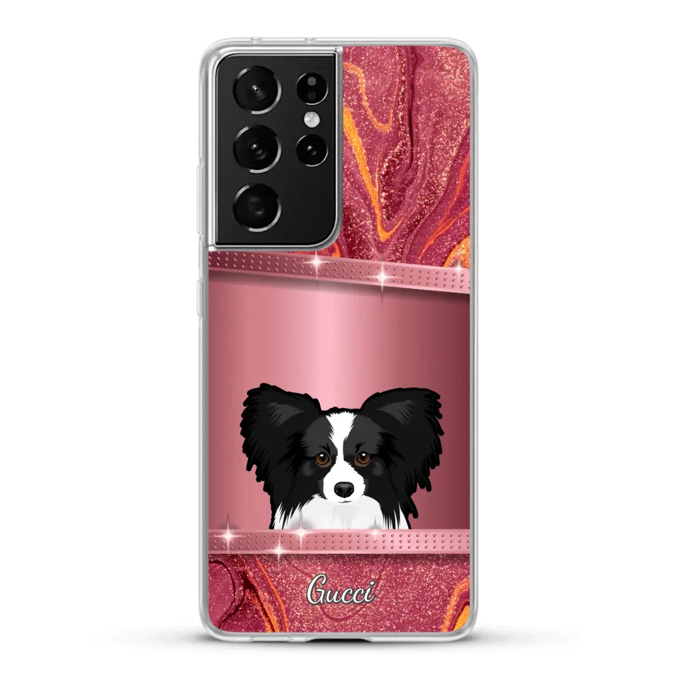 Spionerende Honden glitter - Gepersonaliseerd telefoonhoesje