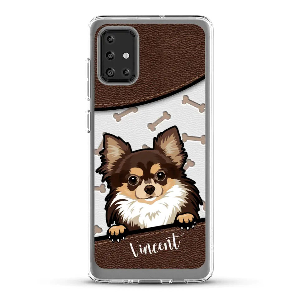 Hond lederen look - Gepersonaliseerd telefoonhoesje