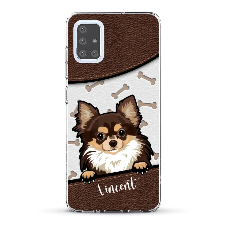 Hond lederen look - Gepersonaliseerd telefoonhoesje