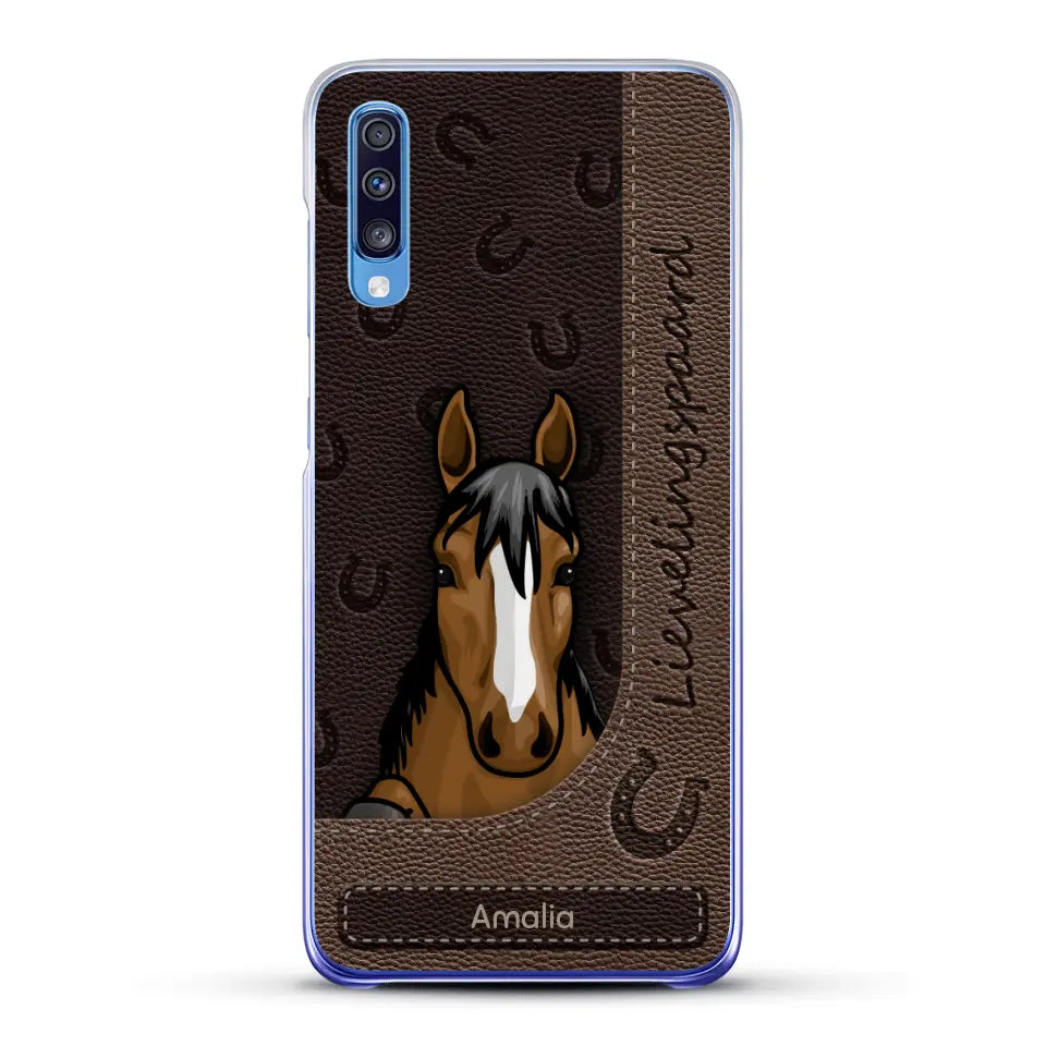 Spionerende paarden Leather Look - Gepersonaliseerd telefoonhoesje