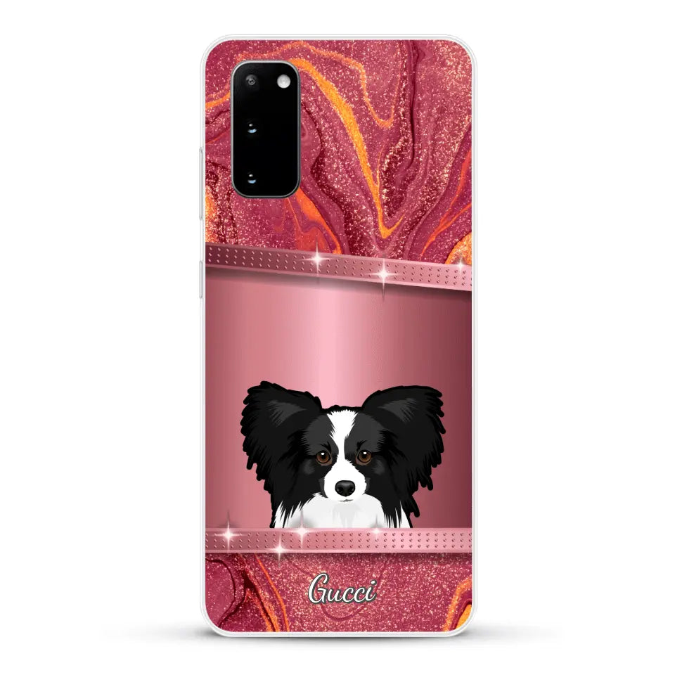 Spionerende Honden glitter - Gepersonaliseerd telefoonhoesje