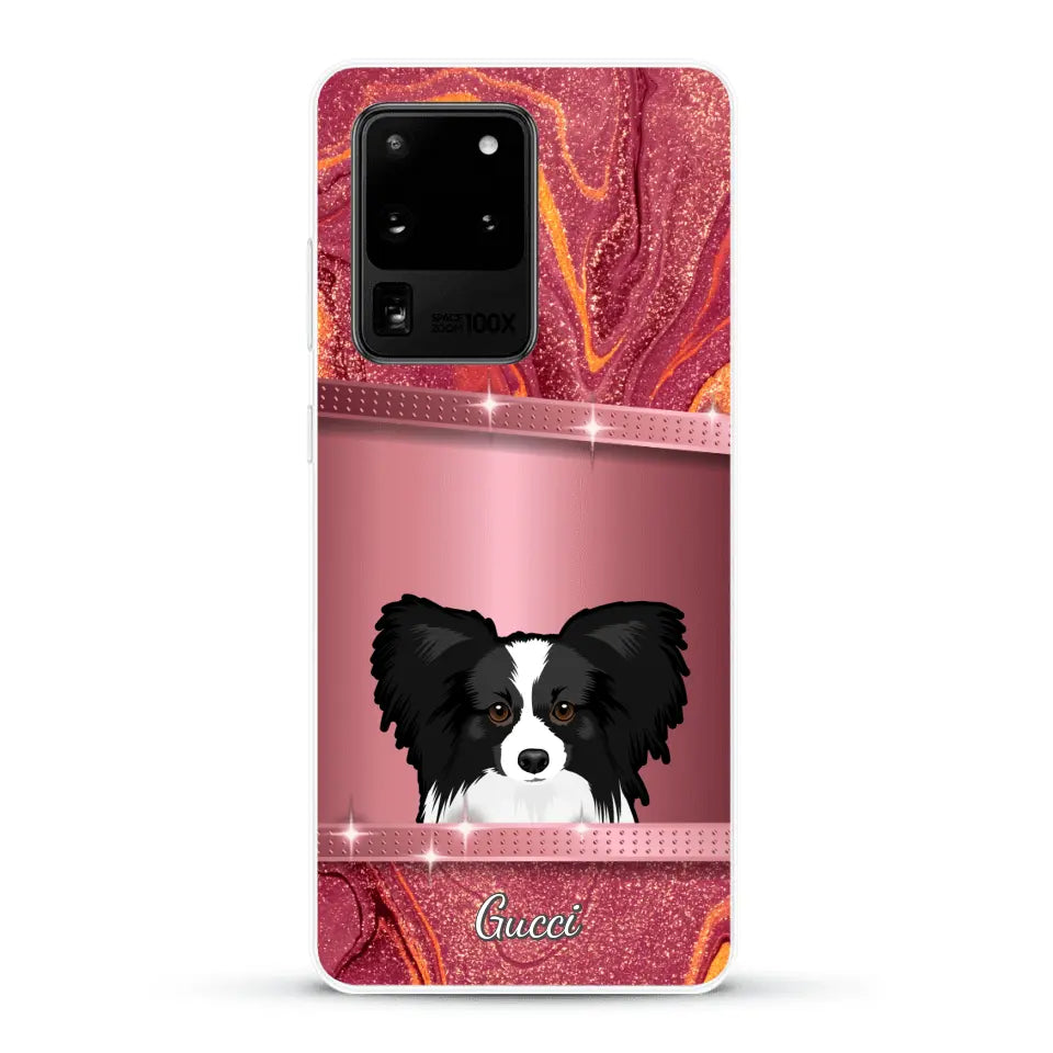 Spionerende Honden glitter - Gepersonaliseerd telefoonhoesje