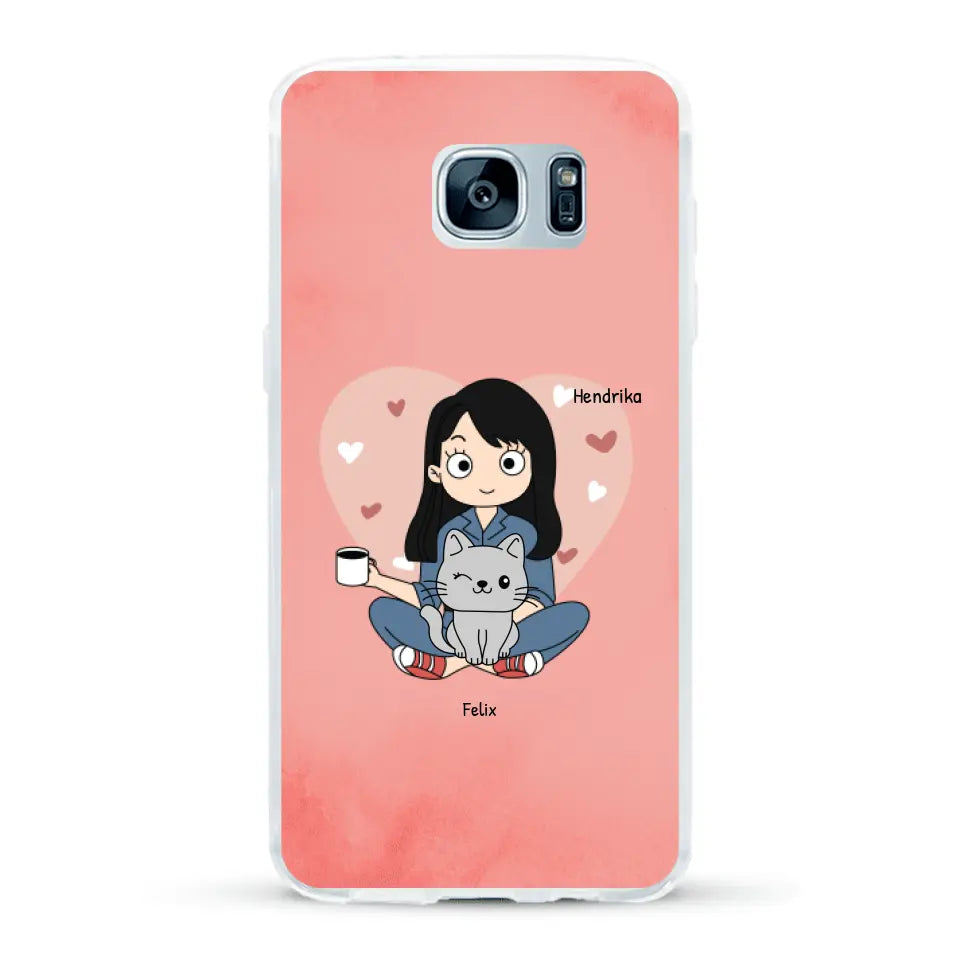 Cartoon katten mama - Gepersonaliseerd telefoonhoesje