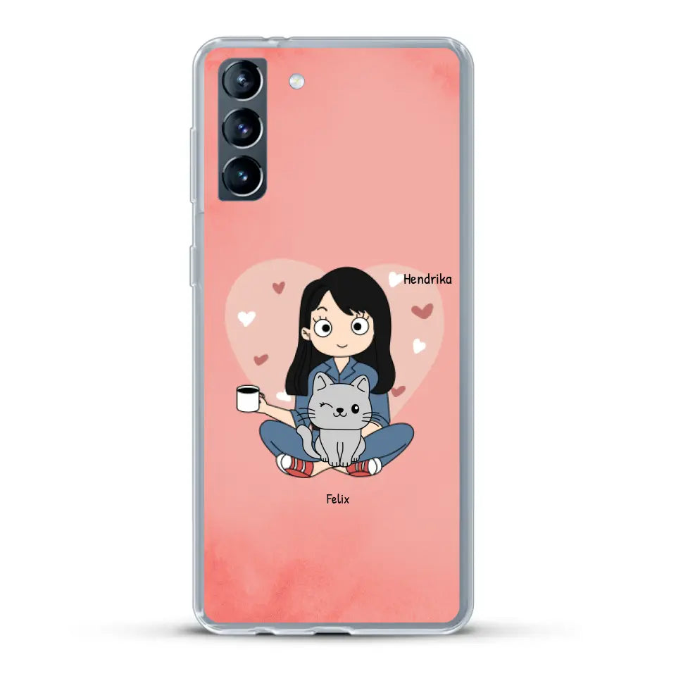 Cartoon katten mama - Gepersonaliseerd telefoonhoesje