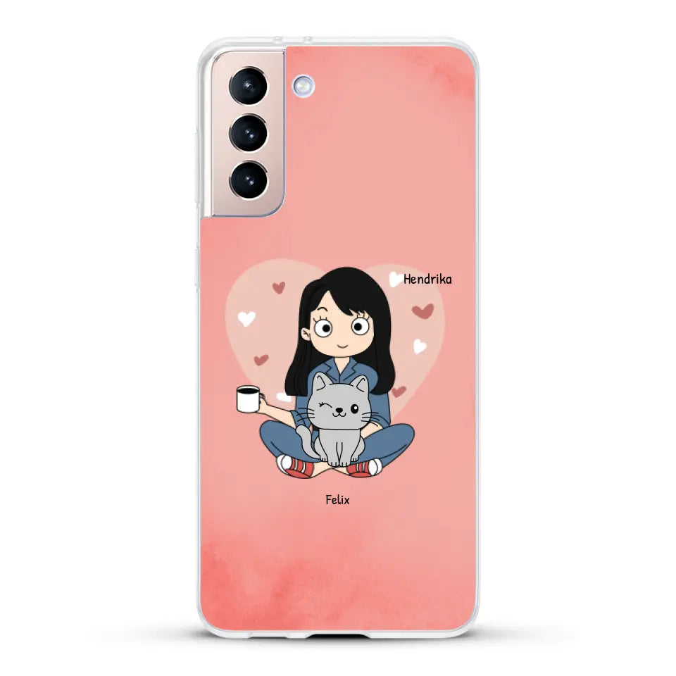 Cartoon katten mama - Gepersonaliseerd telefoonhoesje