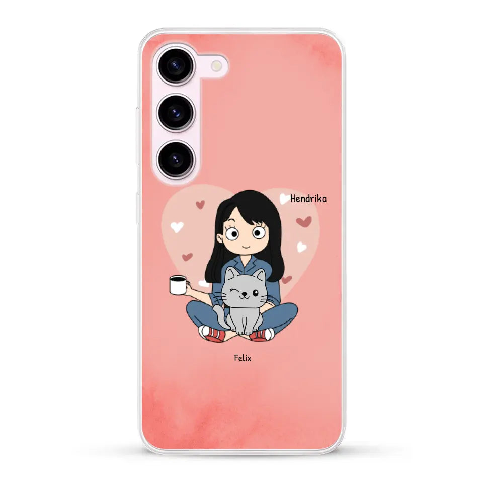 Cartoon katten mama - Gepersonaliseerd telefoonhoesje