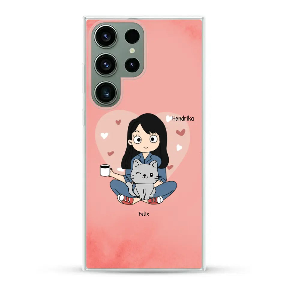 Cartoon katten mama - Gepersonaliseerd telefoonhoesje