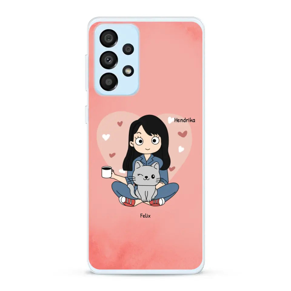 Cartoon katten mama - Gepersonaliseerd telefoonhoesje