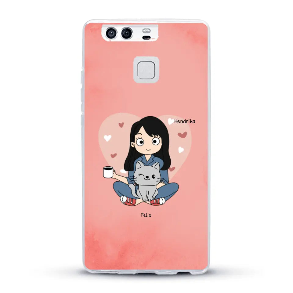 Cartoon katten mama - Gepersonaliseerd telefoonhoesje