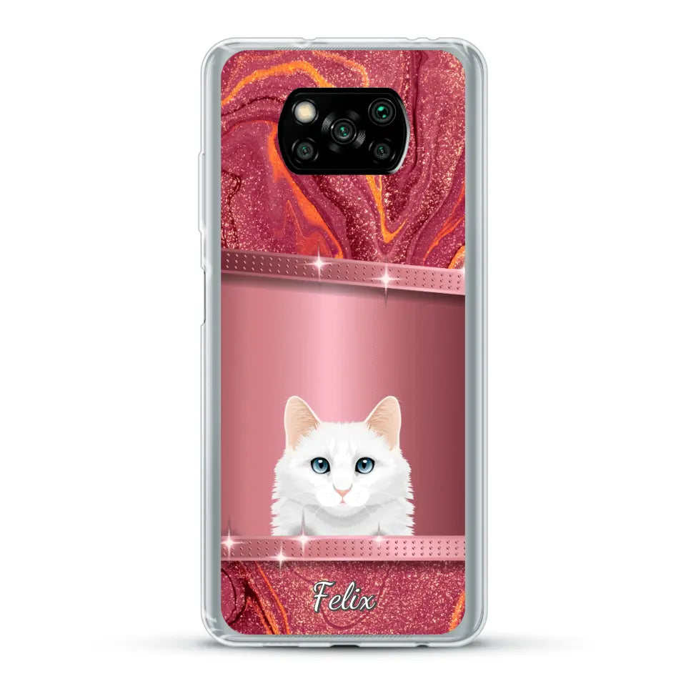 Spionerende katten glitter - Gepersonaliseerd telefoonhoesje