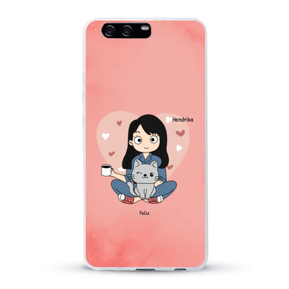 Cartoon katten mama - Gepersonaliseerd telefoonhoesje